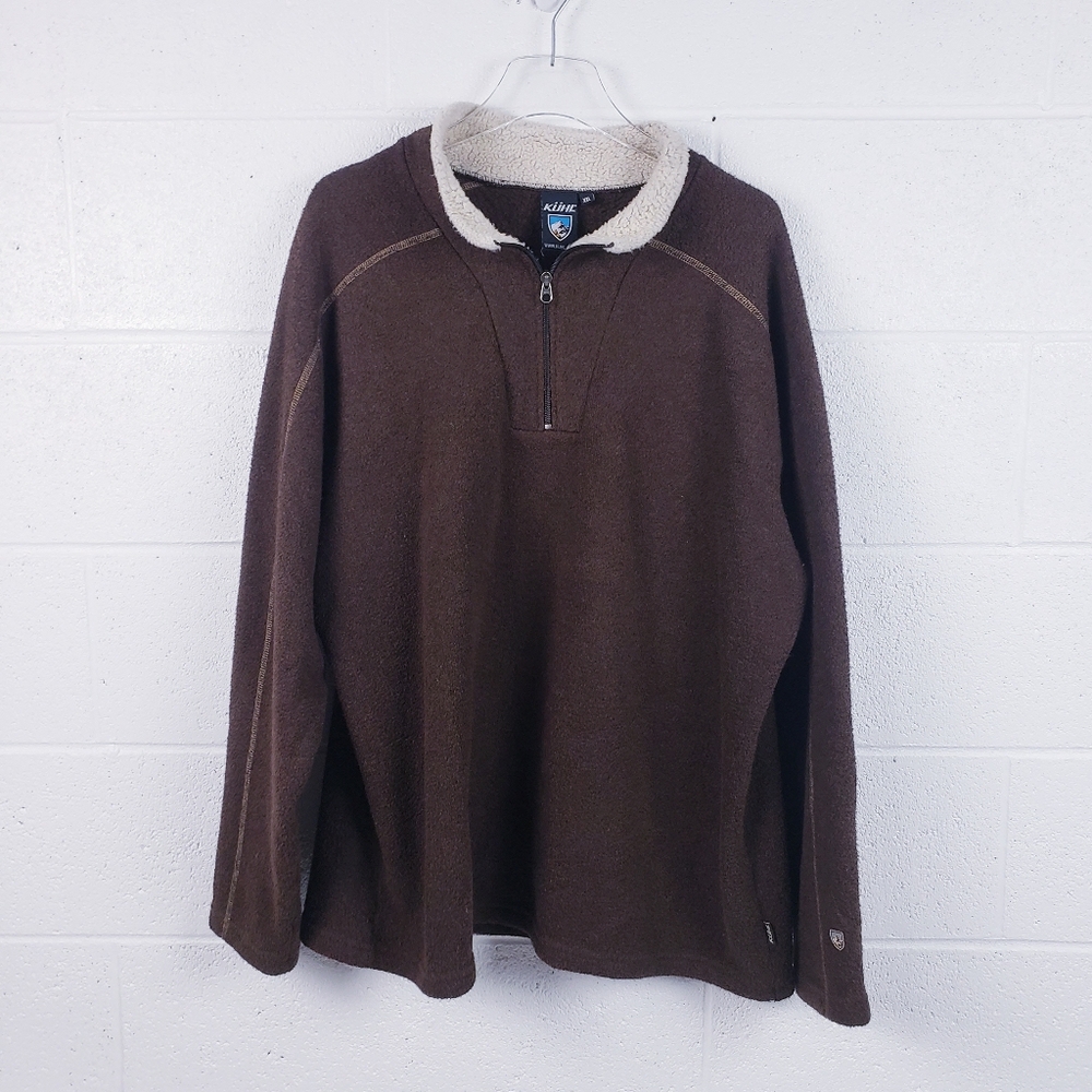KUHL Alfpaca Fleece Brown 1/4 Zip Pullover Sweatshirt Jacket Men's Size XXL‎
